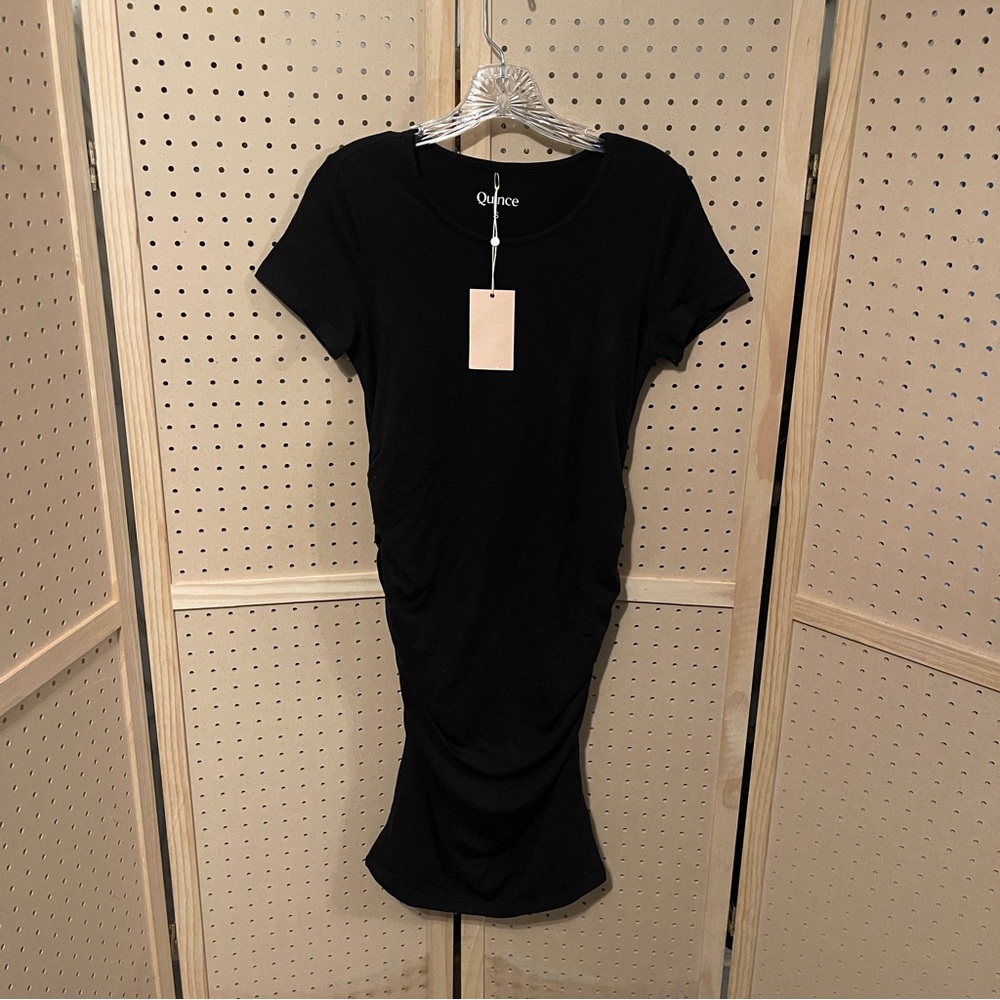 š¤°NWT Quince small Tencel Jersey Maternity Dress - Classic Blackš¤°š¾ - Picture 2 of 10